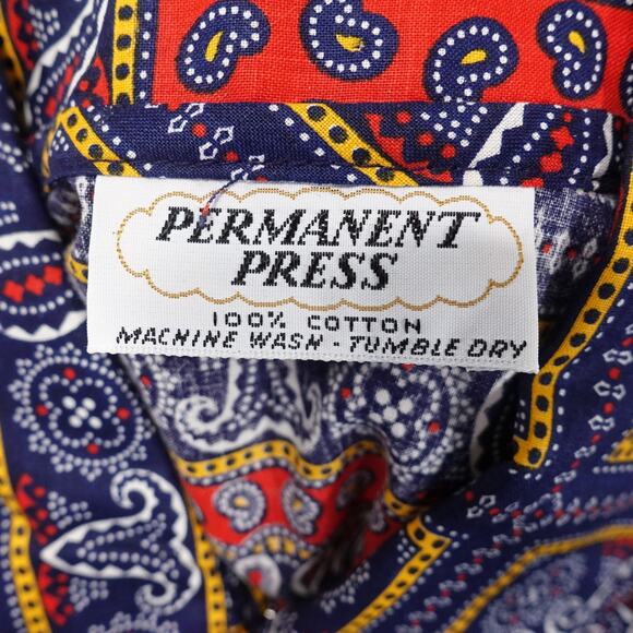 Vintage Permanent Press Shirt Womens Large? Paisley Western Bandana 70s - Picture 6 of 7